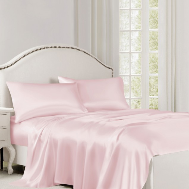 Baby Pink 22 Momme Mulberry Silk Flat Sheet Canada