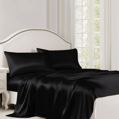 Black 22 Momme Mulberry Silk Flat Sheet Canada