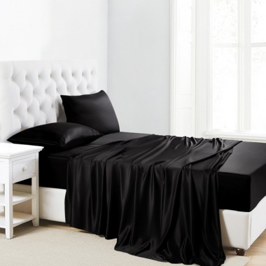 Black 22 Momme Mulberry Silk Sheet Set Canada