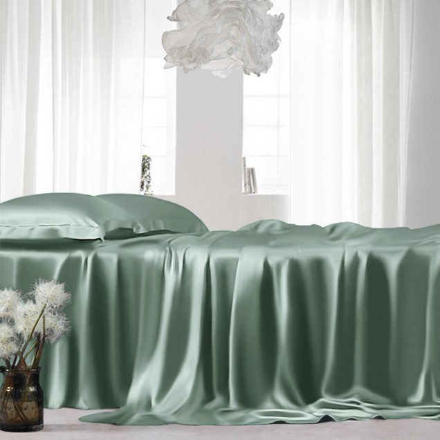 Celadon Green 22 Momme Mulberry Silk Flat Sheet Canada