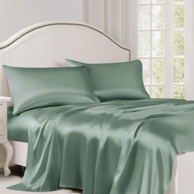 Celadon Green 22 Momme Mulberry Silk Flat Sheet Canada