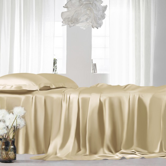 Champagne 22 Momme Mulberry Silk Flat Sheet Canada