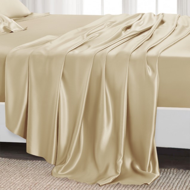 Champagne 22 Momme Mulberry Silk Flat Sheet Canada