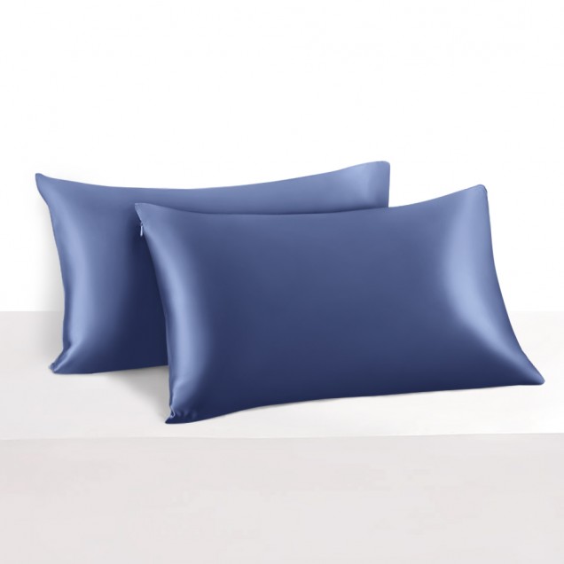 Dark Blue 22 Momme Mulberry Silk Pillowcase with Hidden Zipper Canada