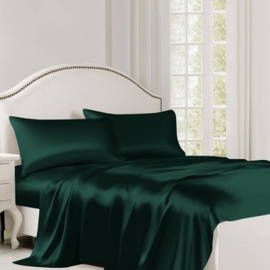 Dark Green 22 Momme Mulberry Silk Flat Sheet Canada