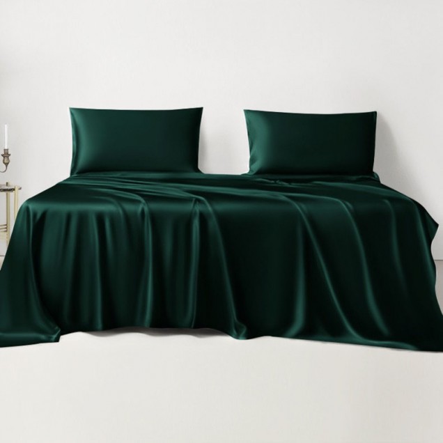 Dark Green 22 Momme Mulberry Silk Sheet Set Canada