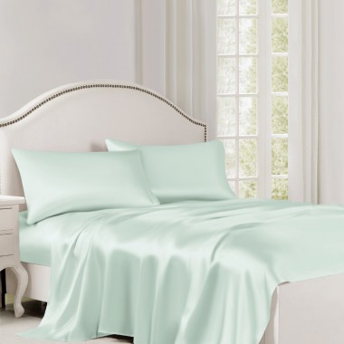 Light Cyan 22 Momme Mulberry Silk Flat Sheet Canada