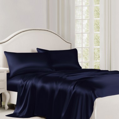 Navy 22 Momme Mulberry Silk Flat Sheet Canada