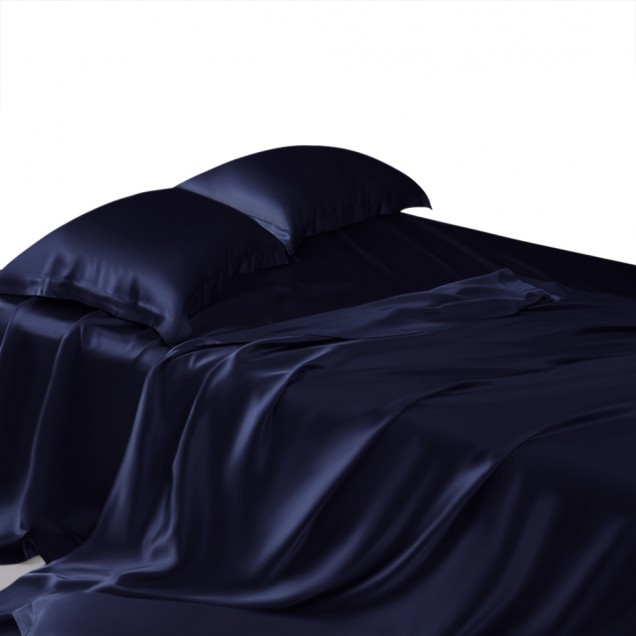 Navy 22 Momme Mulberry Silk Sheet Set Canada