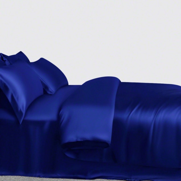 Royal Blue 3 PCS 22 Momme Mulberry Silk Duvet Cover Set Canada