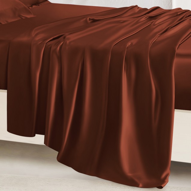 Rust Red 22 Momme Mulberry Silk Flat Sheet Canada