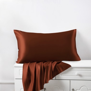 Rust Red 22 Momme Mulberry Silk Pillowcase with Hidden Zipper Canada