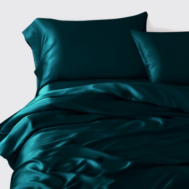 Teal 22 Momme Mulberry Silk Duvet Cover Canada